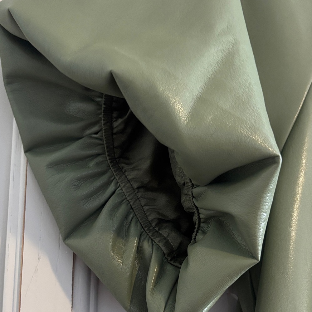 Stylish THML Green faux leather super soft Dress - Picture 3 of 4